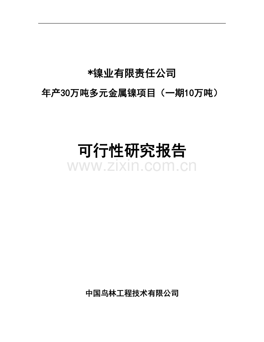 年产10万吨镍建设可行性研究报告.doc_第1页