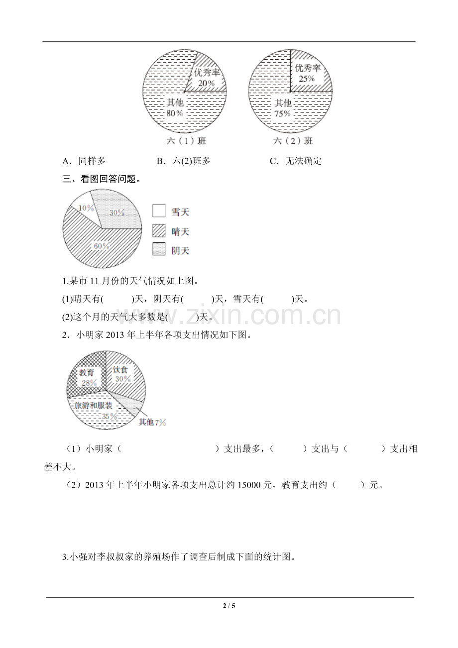 教辅—--六年级数学上册专项测评三-统计与可能性.doc_第2页