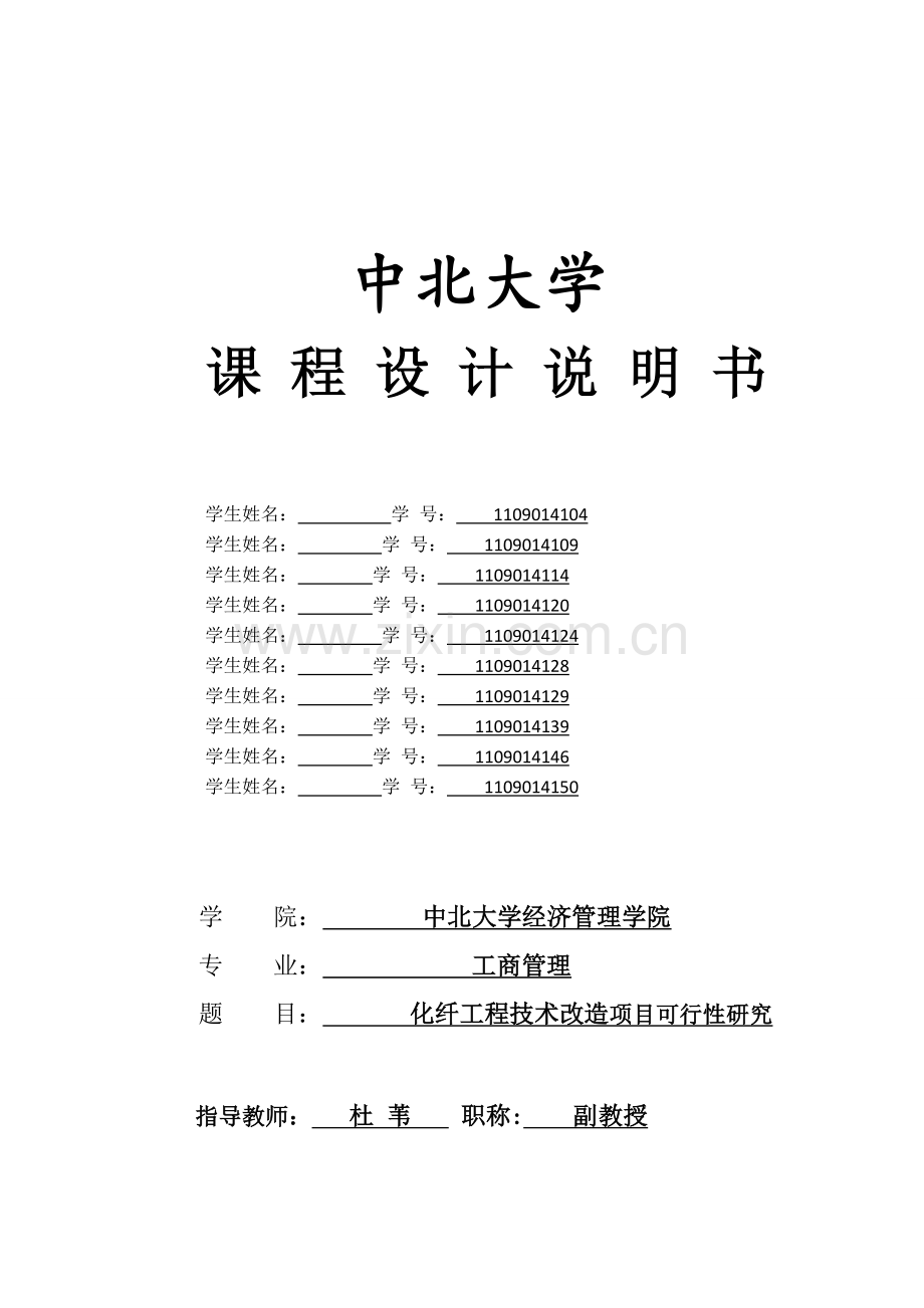 化纤工程技术改造项目可行性研究报告.doc_第1页