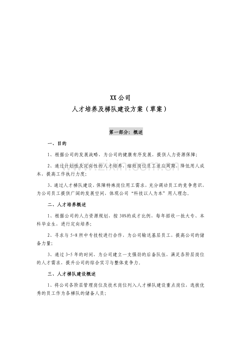 人才培养及梯队建设方案.doc_第1页