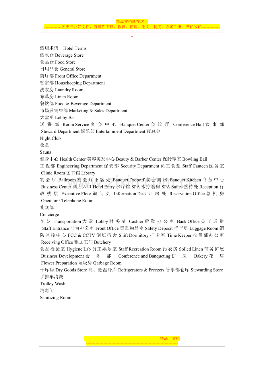 酒店术语中英文对照.doc_第1页