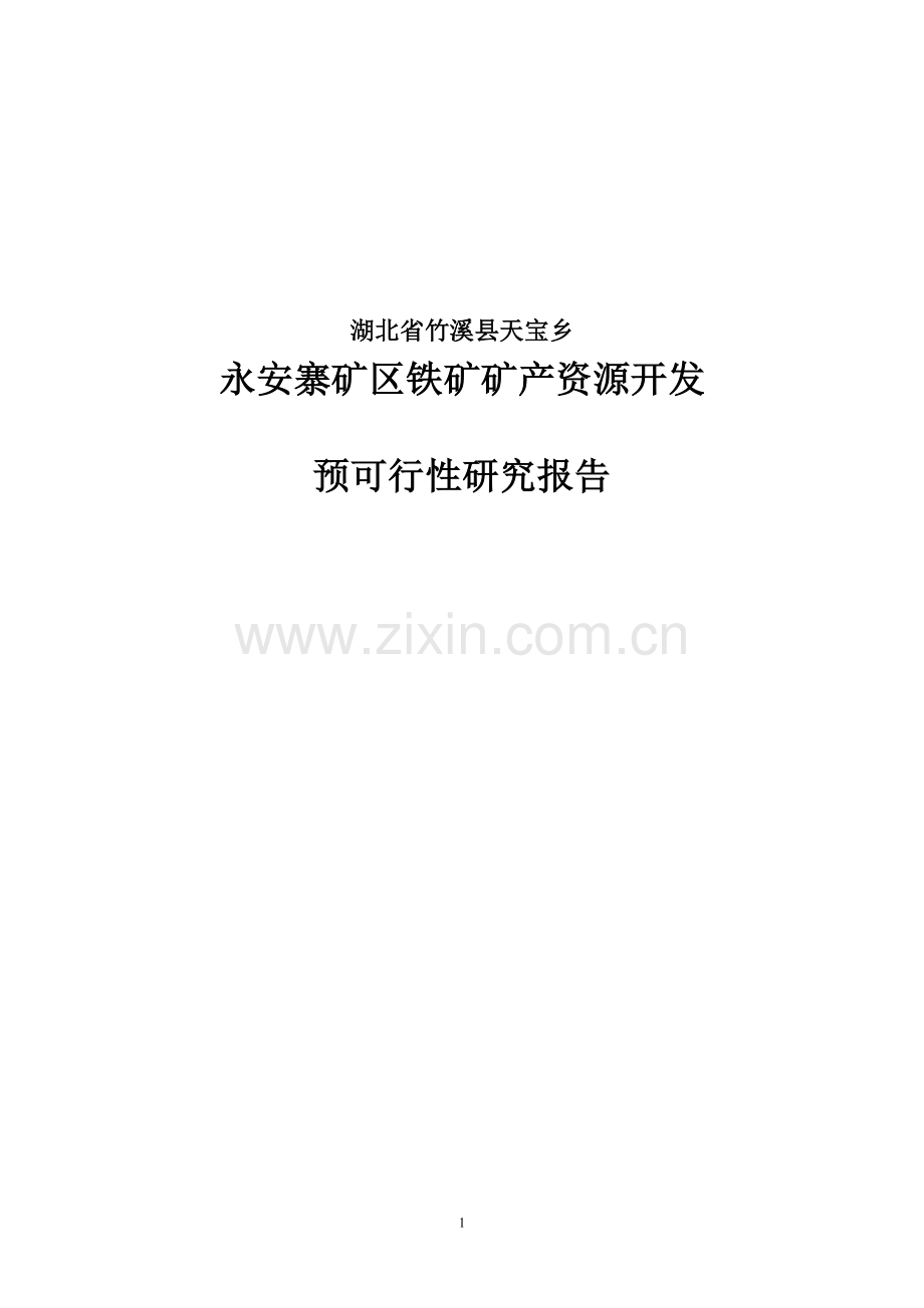 永安寨矿区铁矿矿产资源开发预可行性研究报告.doc_第1页