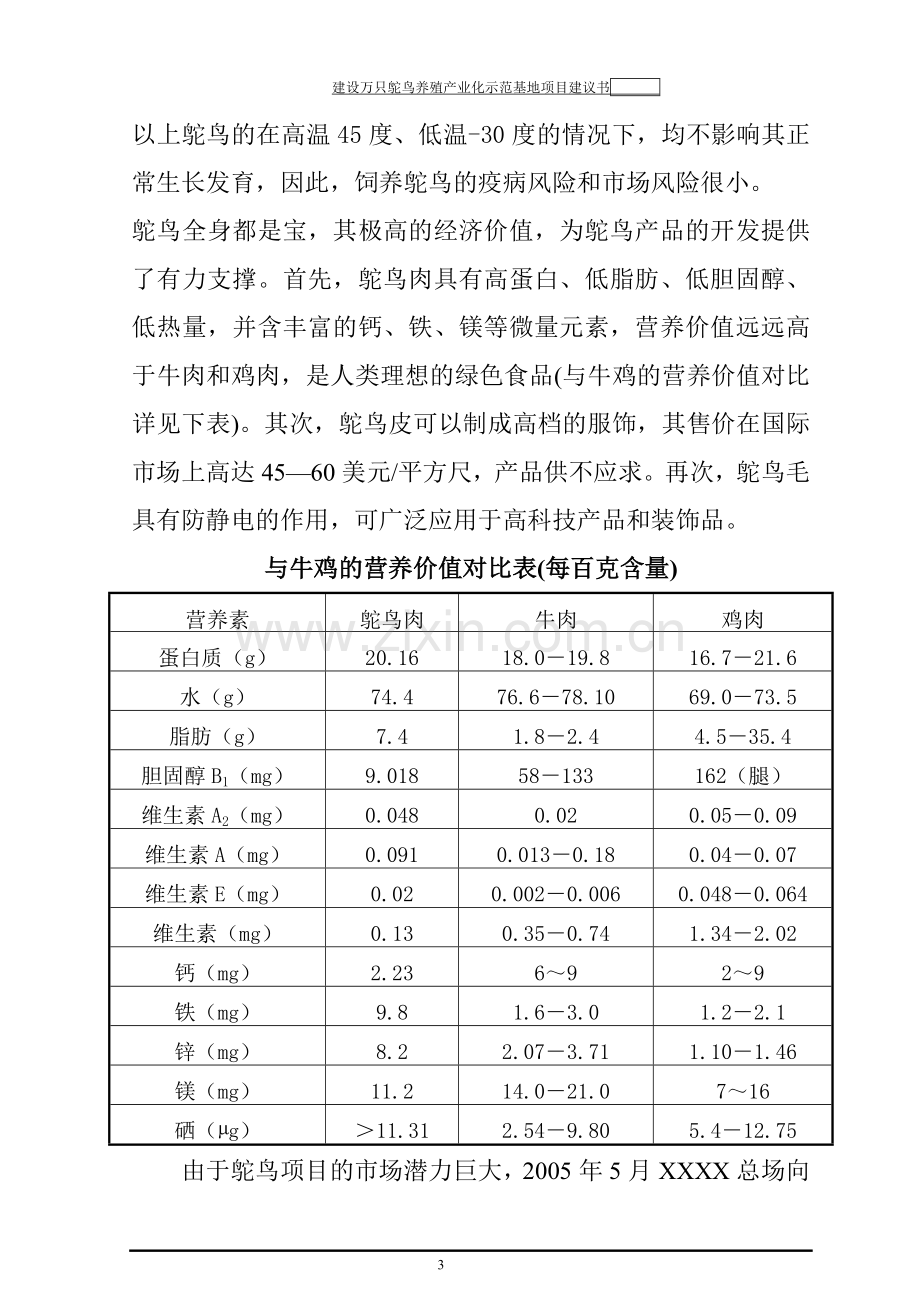 万只鸵鸟养殖产业化示范基地项目建设投资可行性研究报告书.doc_第3页