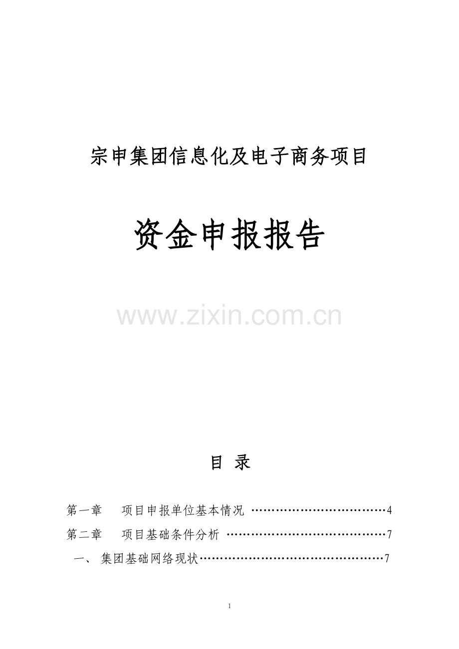 集团信息化以及电子商务项目可行性研究报告.doc_第1页