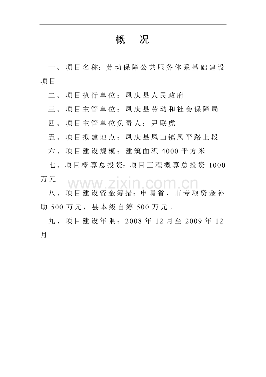 劳动保障公共服务体系基础建设项目可行性研究报告.doc_第1页