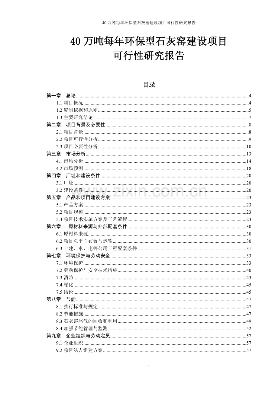 40万吨每年环保型石灰窑项目可行性研究报告.doc_第1页