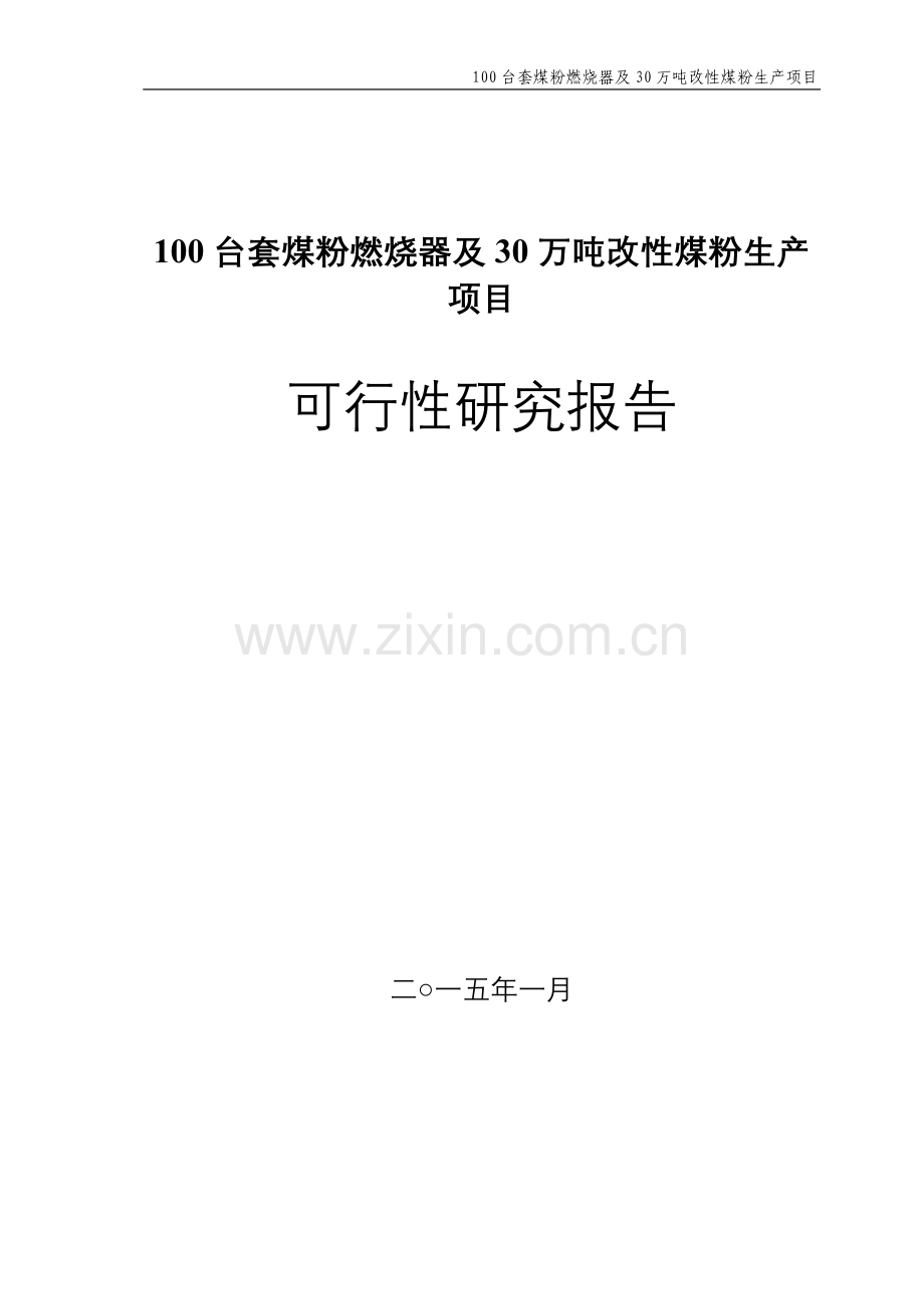 煤粉燃烧器及改性煤粉生产项目建设投资可行性研究报告.doc_第1页