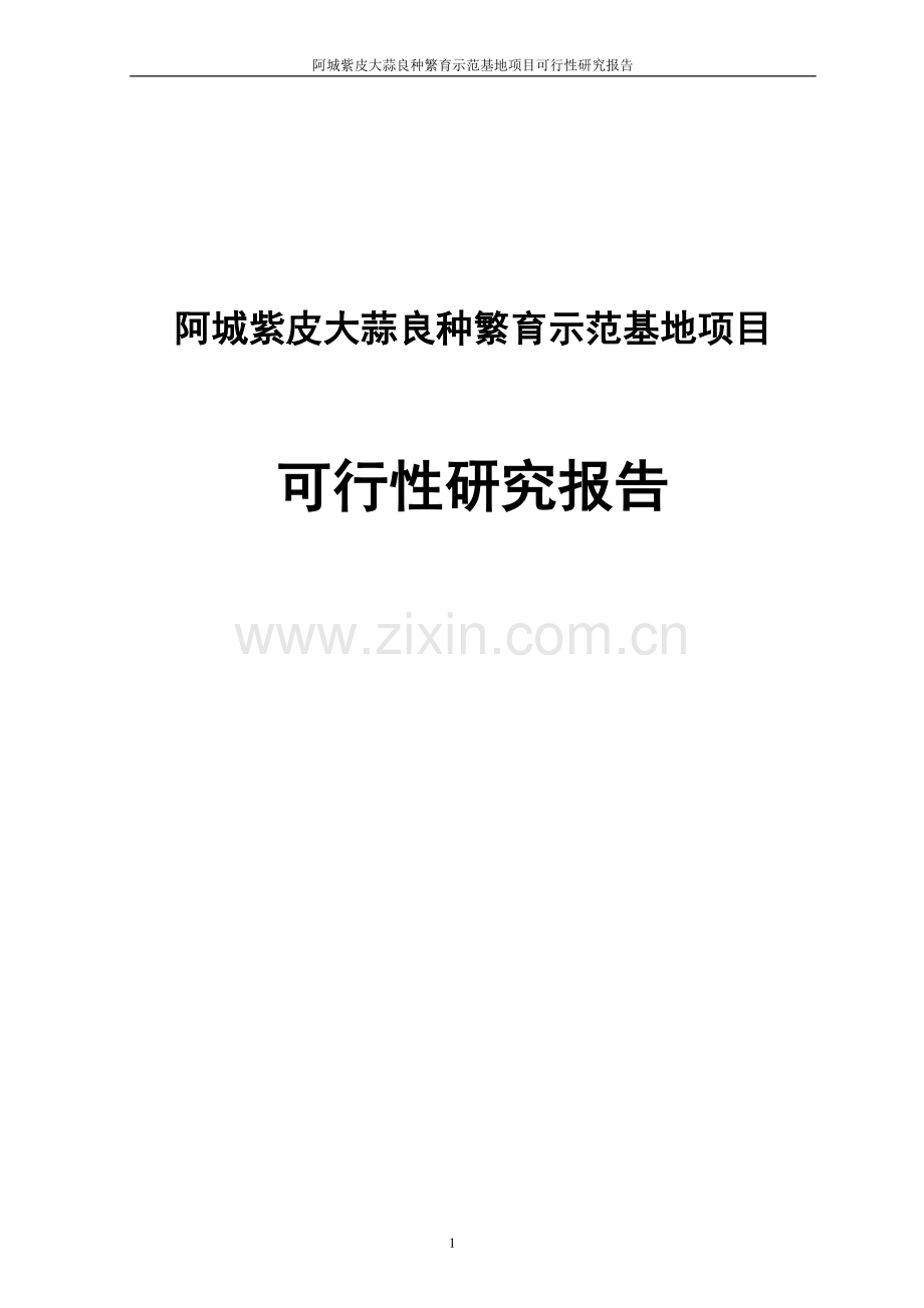 阿城紫皮大蒜良种繁育示范基地项目可行性研究报告.doc_第1页