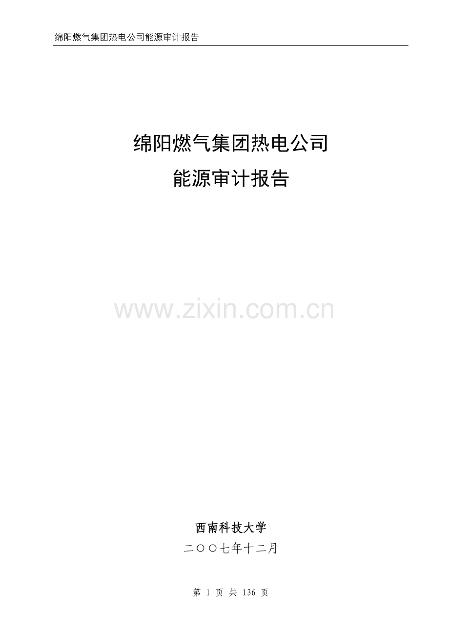 绵阳燃气集团热电公司能源审计报告.doc_第1页