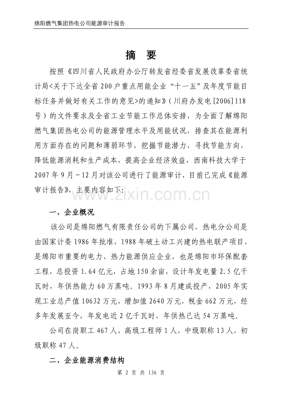 绵阳燃气集团热电公司能源审计报告.doc_第2页