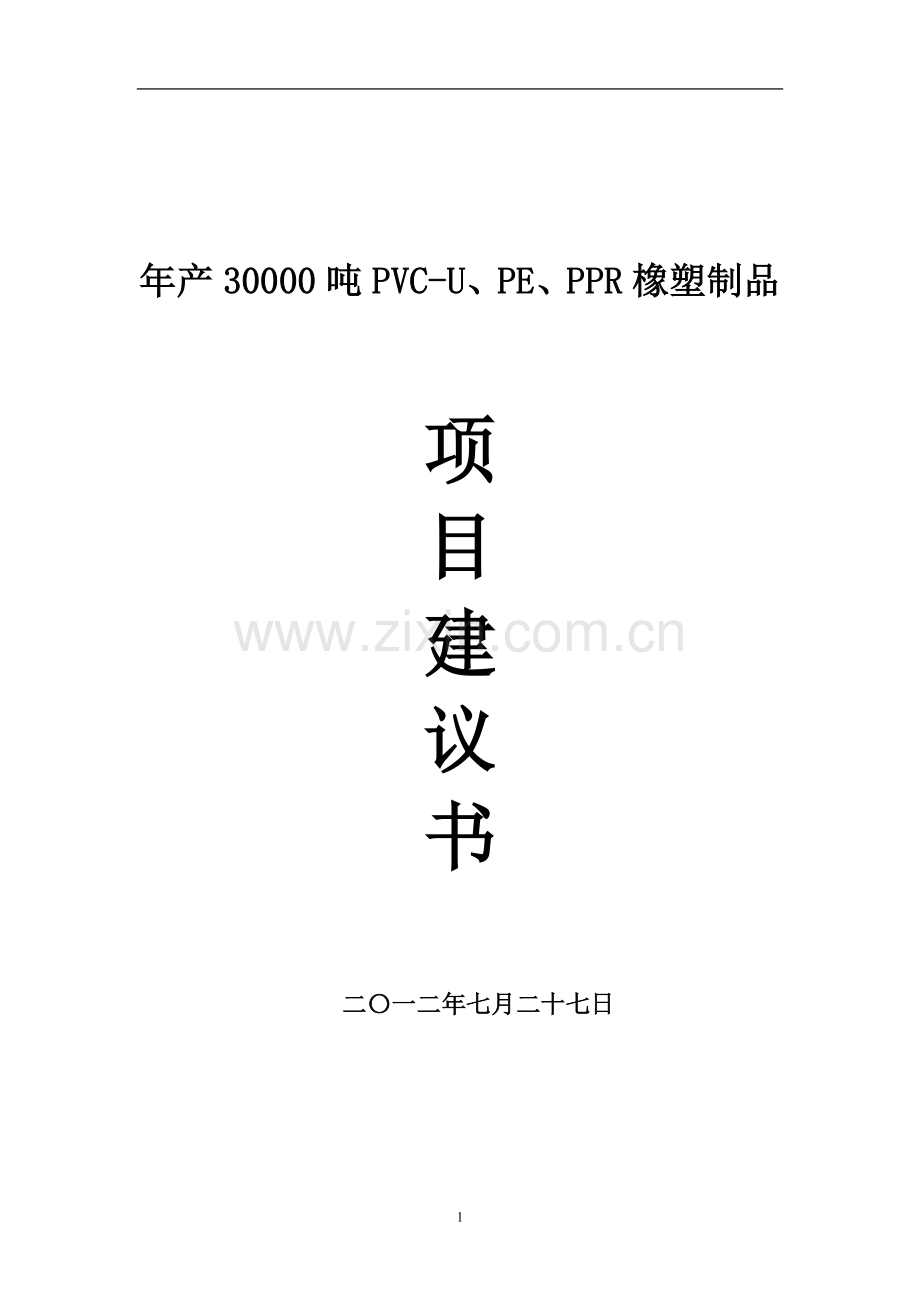 年生产橡塑制品30000吨项目申请建设可研报告.doc_第1页