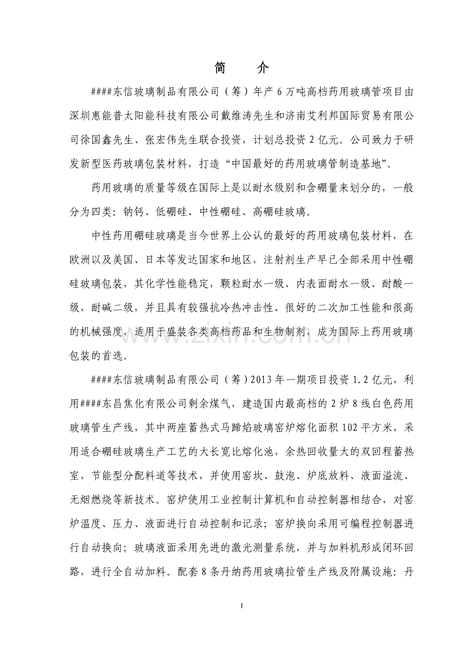 6万吨高档药用玻璃管生产项目可行性研究报告.doc_第2页