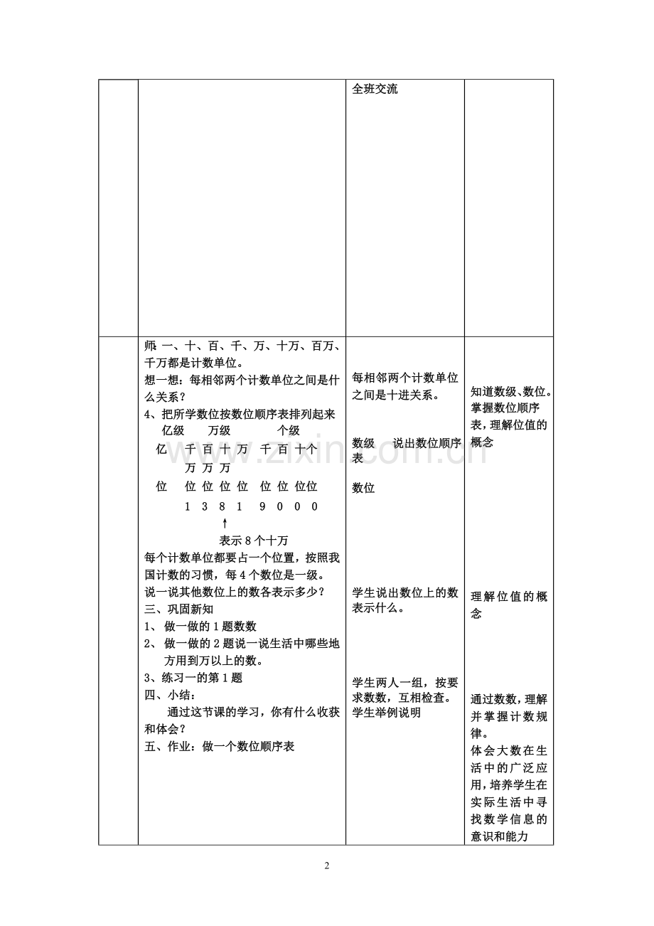 人教版小学数学四年级上册教案表格式—--教案.学案.doc_第2页