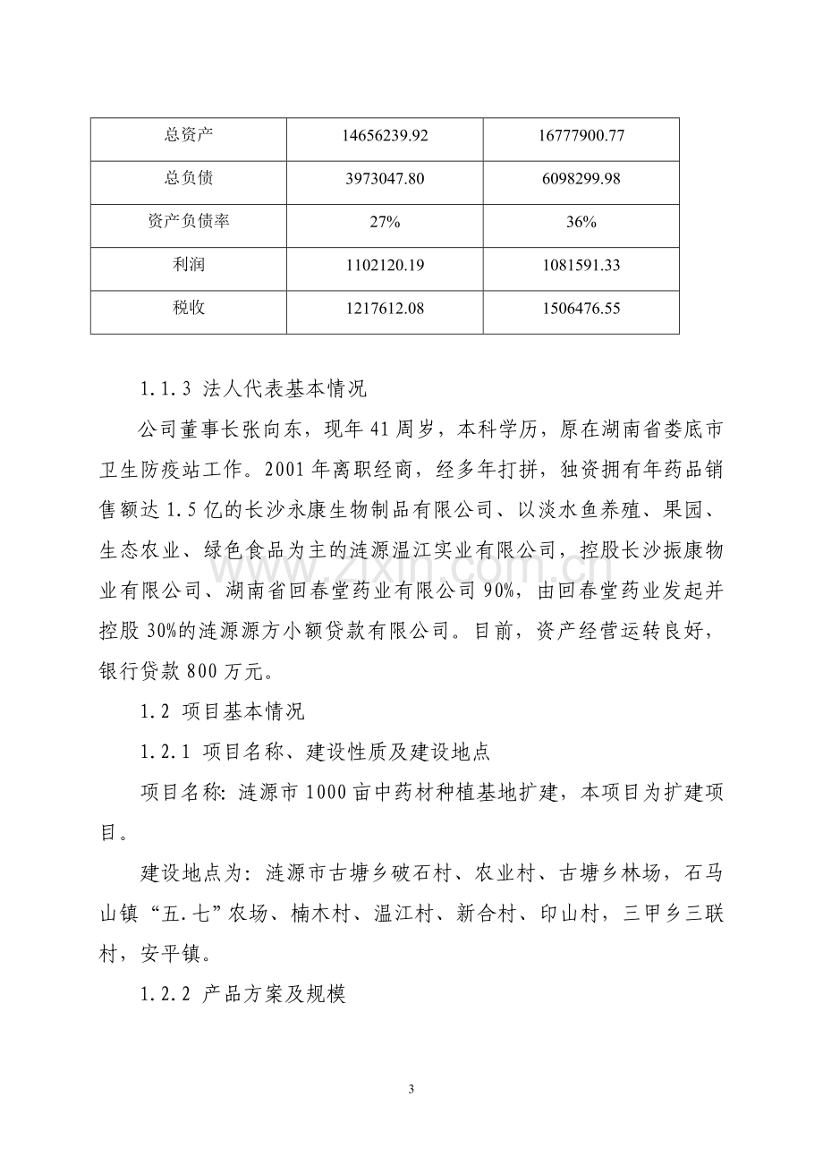 1000亩药材种植基地扩建项目可行性研究报告.doc_第3页