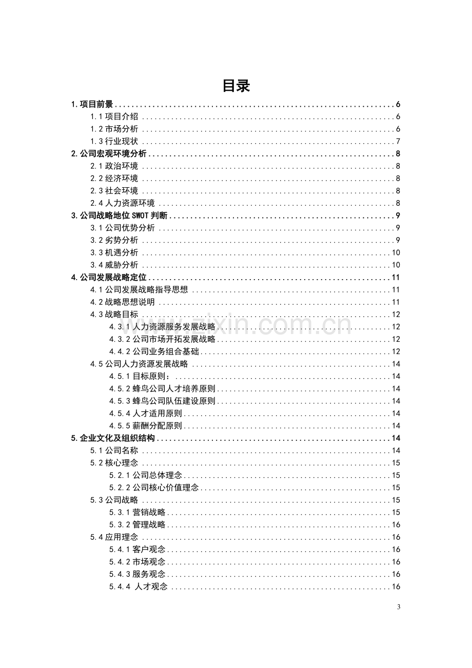 蜂鸟人力资源公司创业计划书.doc_第3页