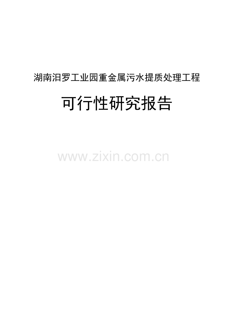 重金属污水提质处理工程申请立项可行性研究报告.doc_第1页