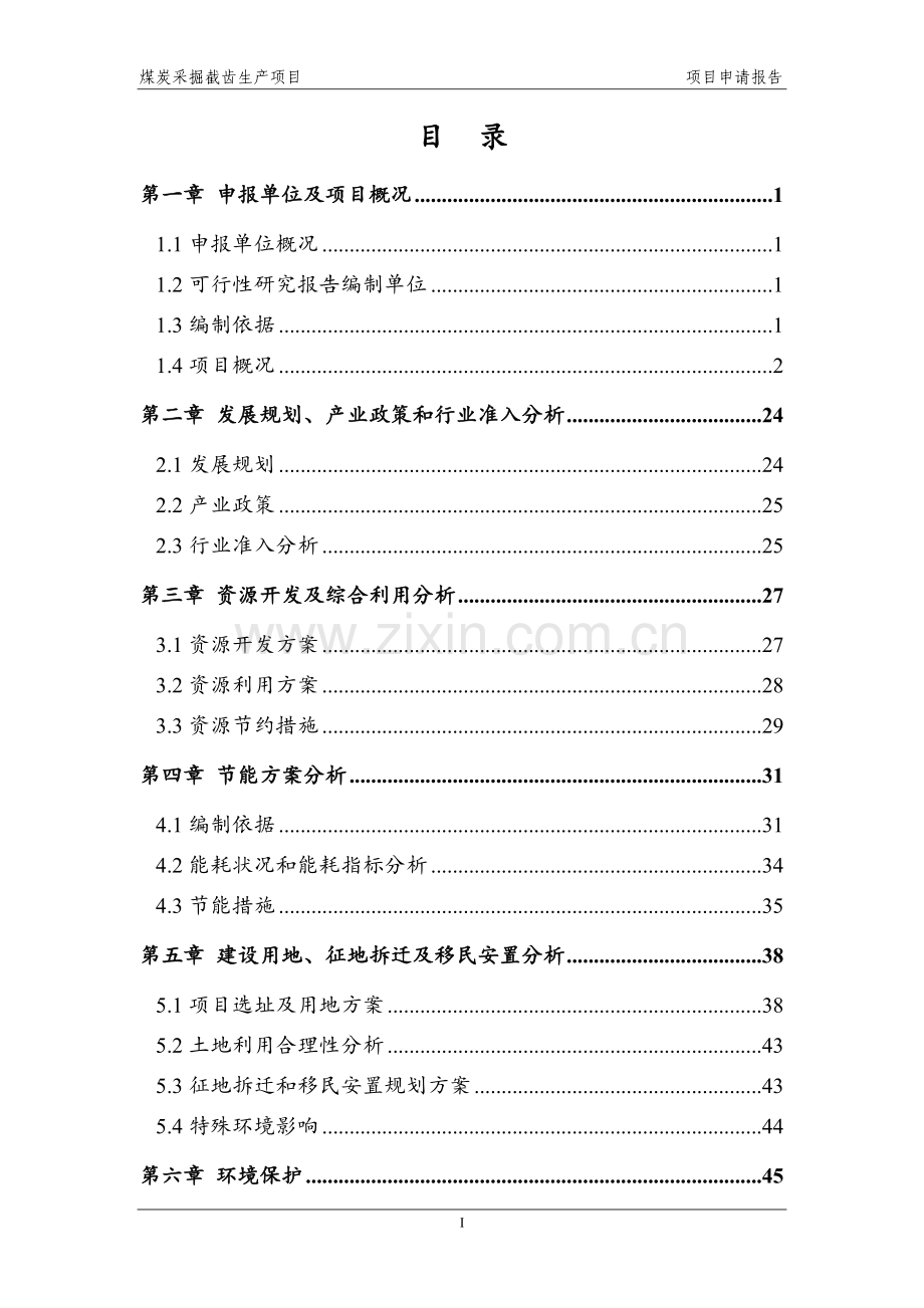 煤炭采掘截齿生产项目项目申请报告.doc_第1页