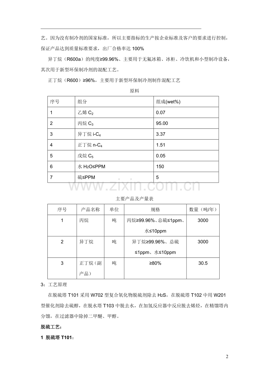 年处理量4000吨纯度95%wt以上异丁烷生产制冷剂级异丁烷(纯度99.96%wt)装置工艺操作规程—--标准.技术.doc_第2页