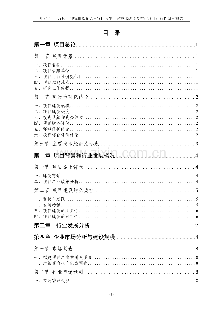 年产5000万只气门嘴和8.5亿只气门芯生产线技术改造及扩建项目可行性研究报告.doc_第1页