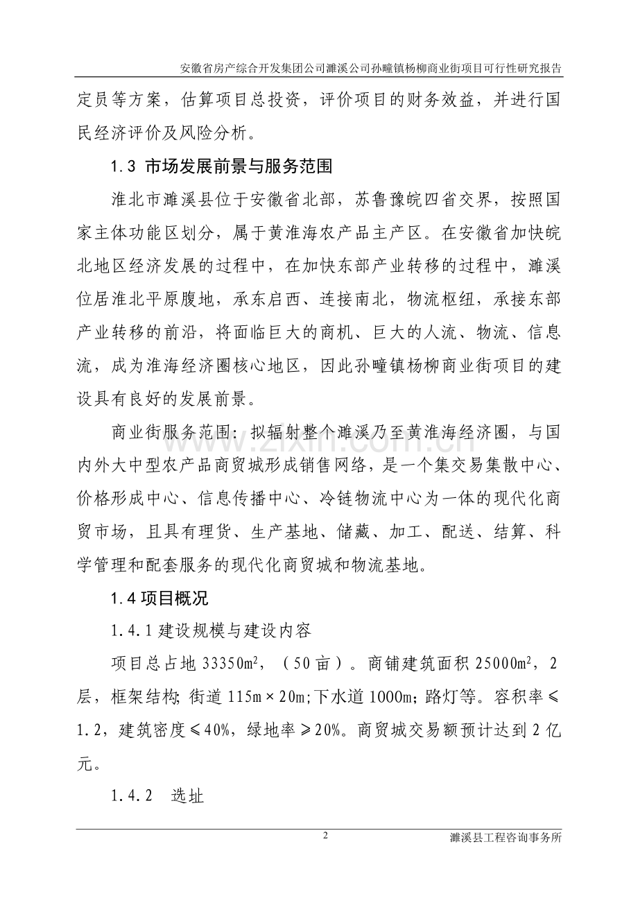 某镇杨柳商业街项目建设投资可行性研究报告.doc_第2页