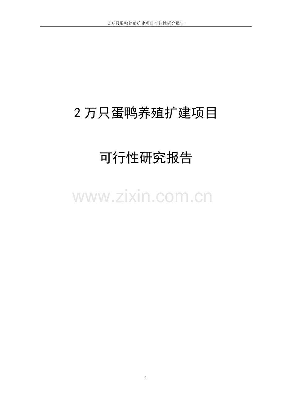 2万只蛋鸭养殖扩建项目可行性研究报告.doc_第1页