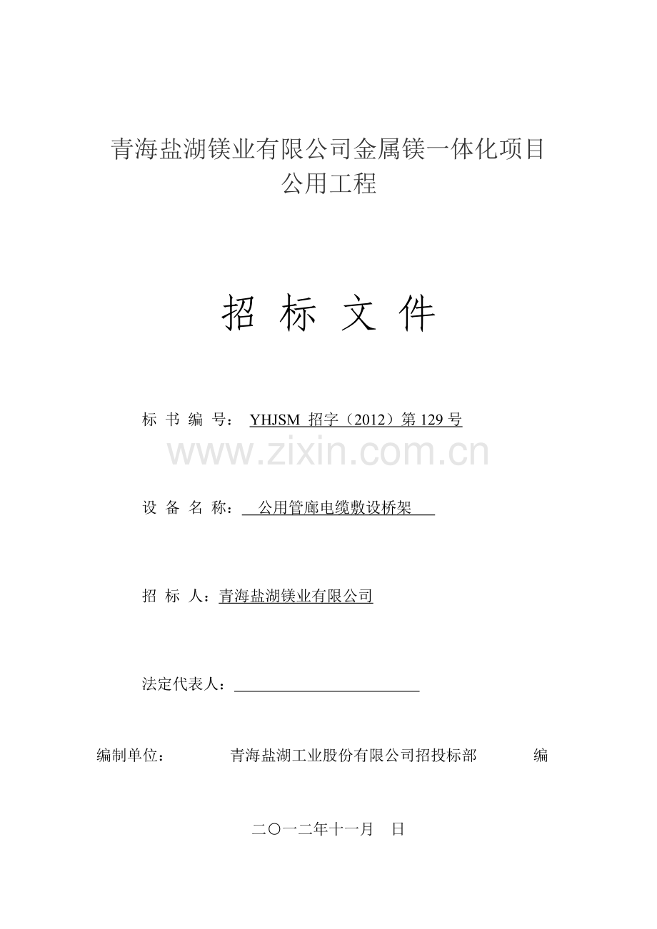 公用管廊电缆敷设桥架招标文件-—招投标书.doc_第1页