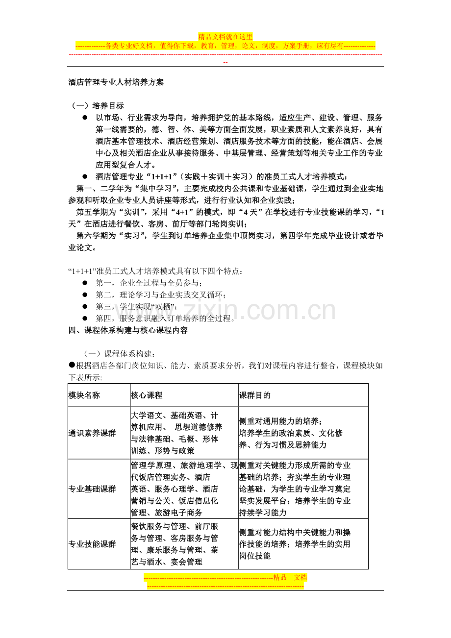 酒店专业人才培养方案.doc_第1页