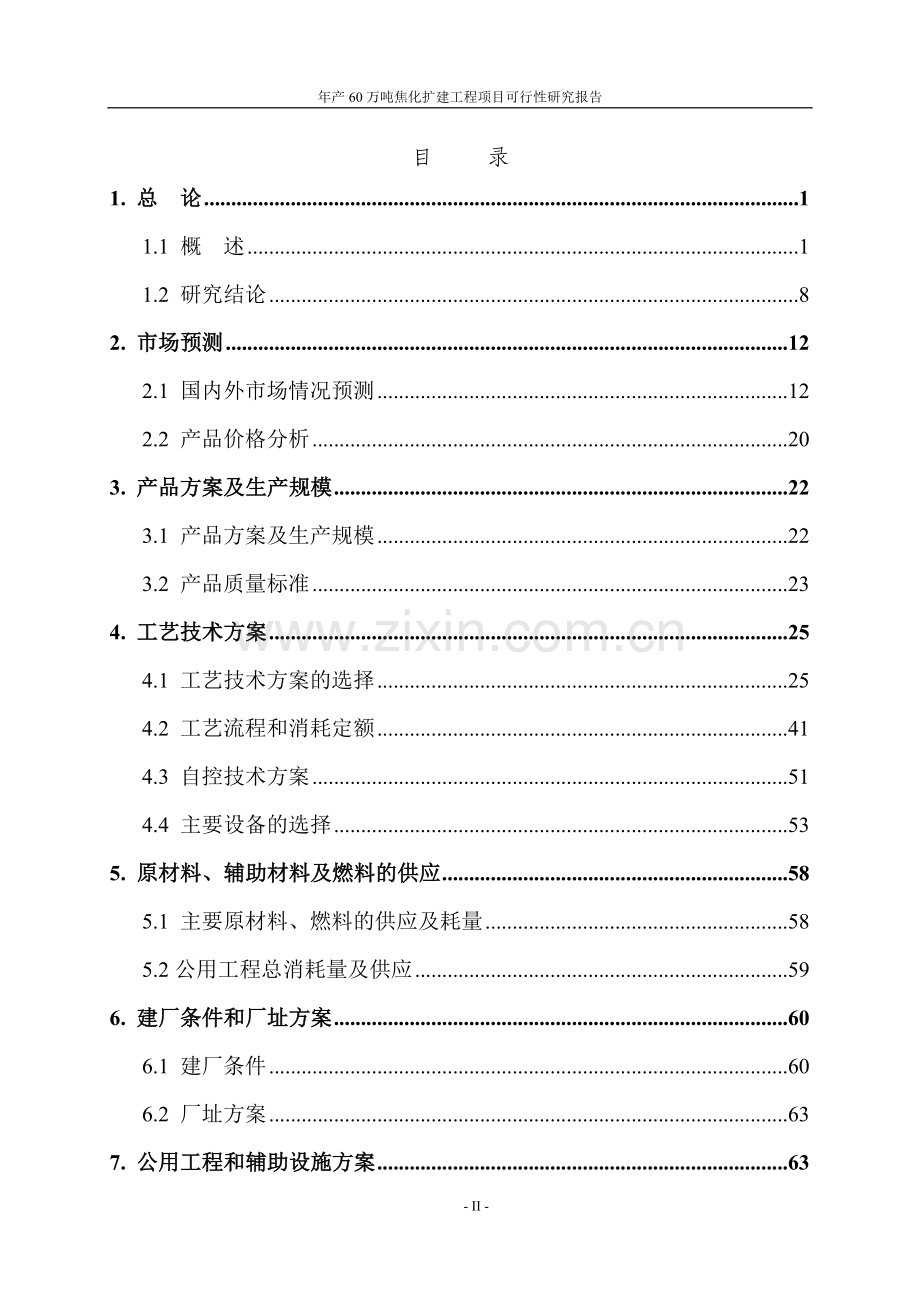 年产60万吨焦化扩建工程项目可行性研究报告.doc_第2页