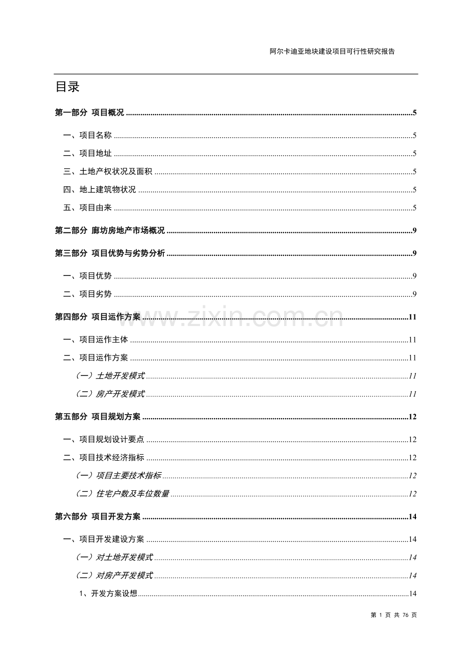 阿尔卡迪亚项目项目建设投资可行性研究报告.doc_第1页