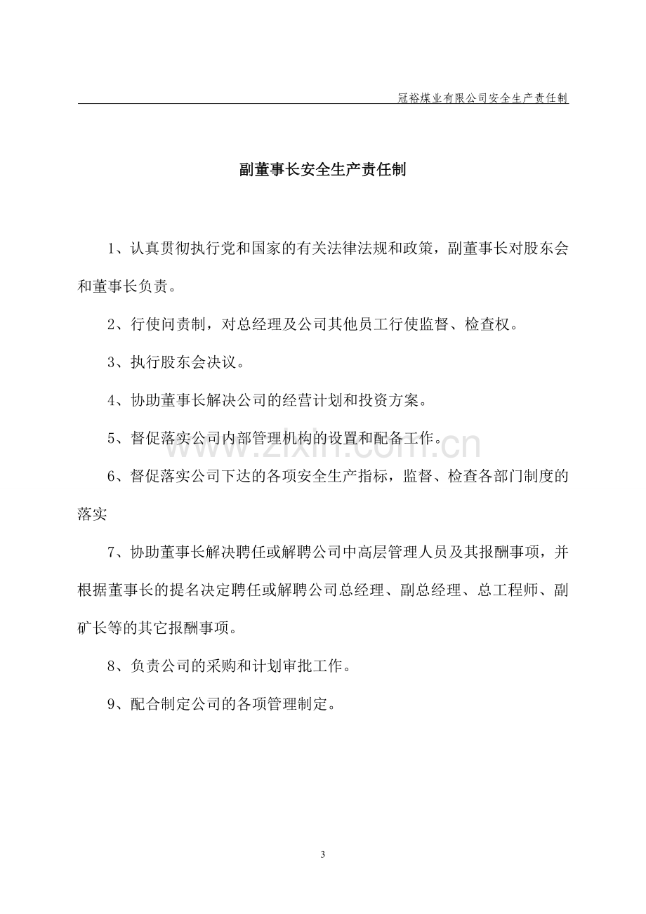 冠裕煤业有限公司安全生产责任制制度制度.doc_第3页