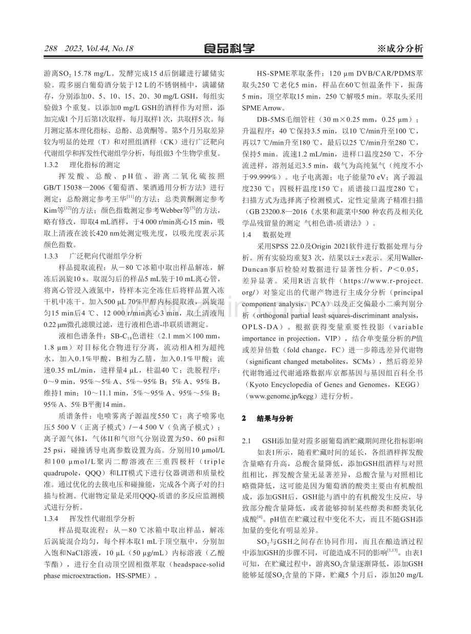 基于代谢组学分析GSH对霞多丽葡萄酒代谢产物的影响.pdf_第3页