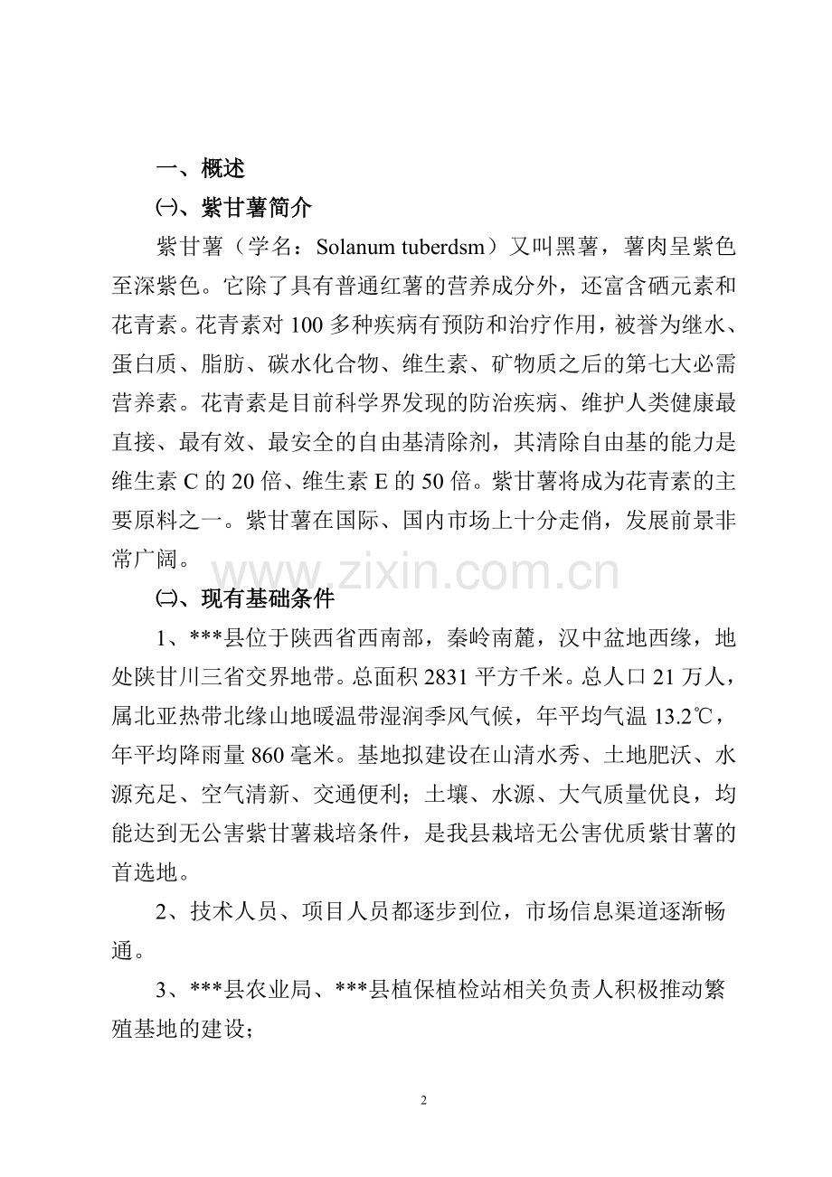 无公害紫甘薯繁殖基地项目建设可行性研究报告.doc_第2页