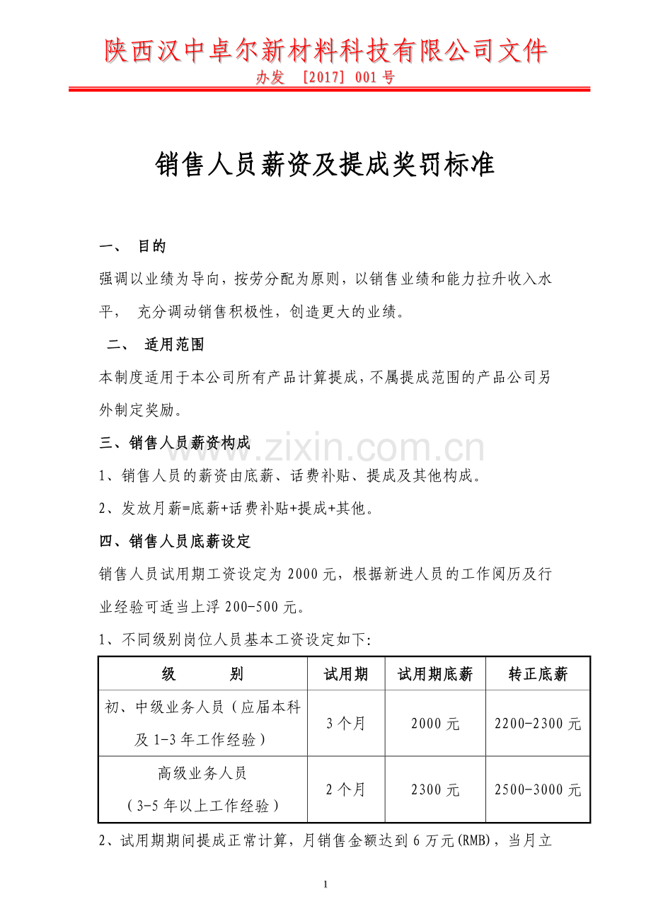 业务提成管理制度.doc_第1页