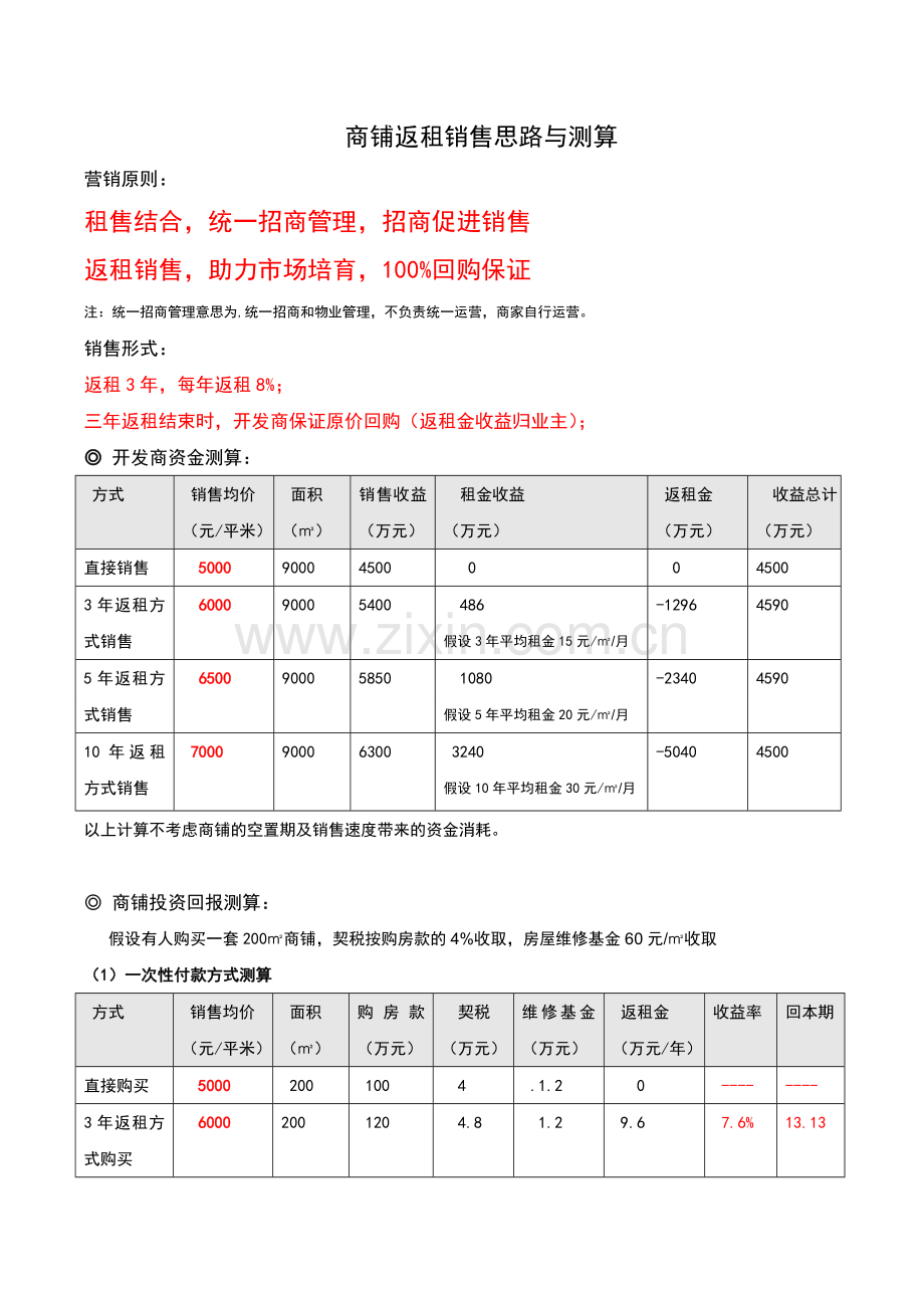 商铺营销思路与测算.doc_第1页