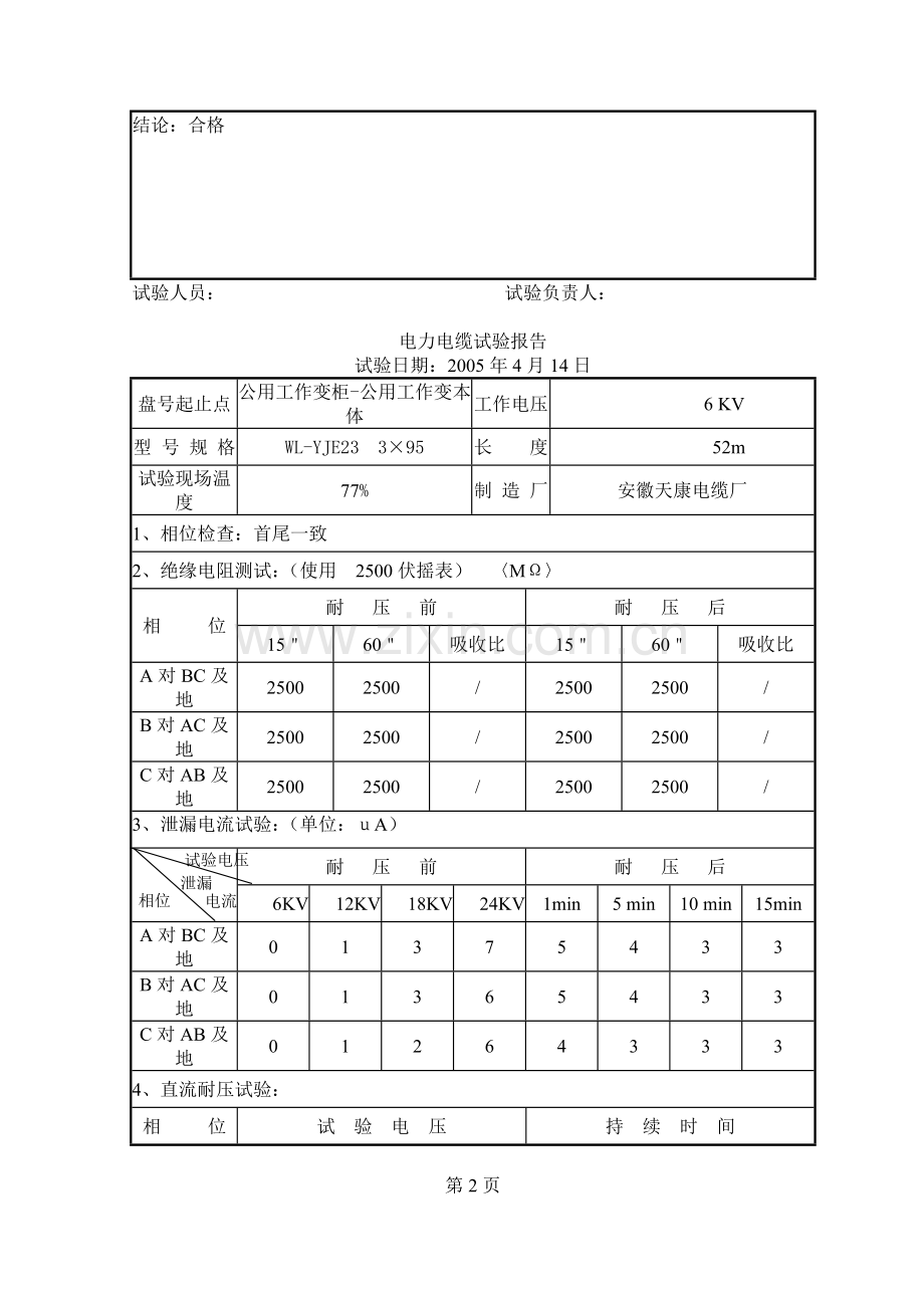 电力电缆试验报告.doc_第2页