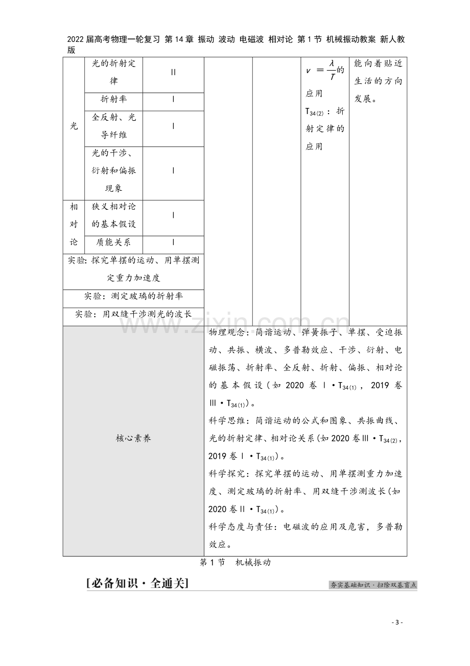 2022届高考物理一轮复习-第14章-振动-波动-电磁波-相对论-第1节-机械振动教案-新人教版.doc_第3页