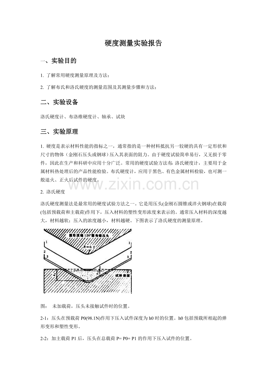 硬度测量实验报告.doc_第1页