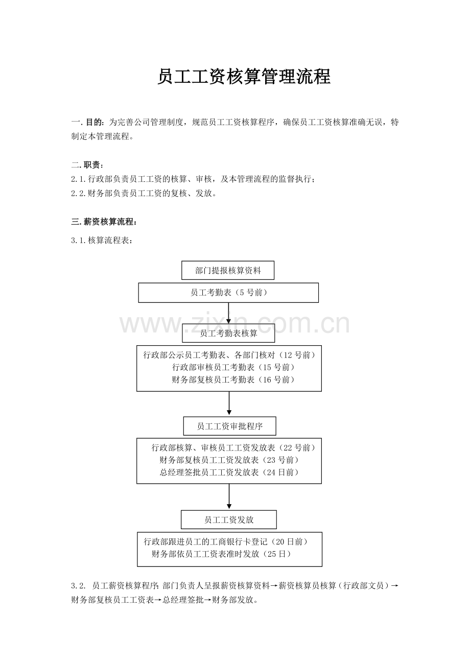 员工工资核算管理流程.docx_第1页