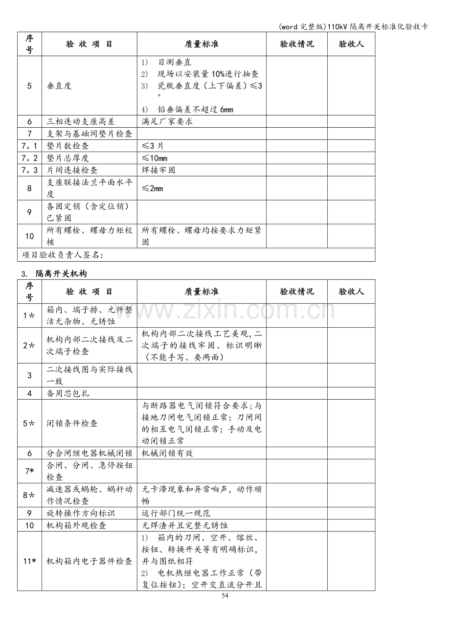 110kV隔离开关化验收卡.doc_第3页