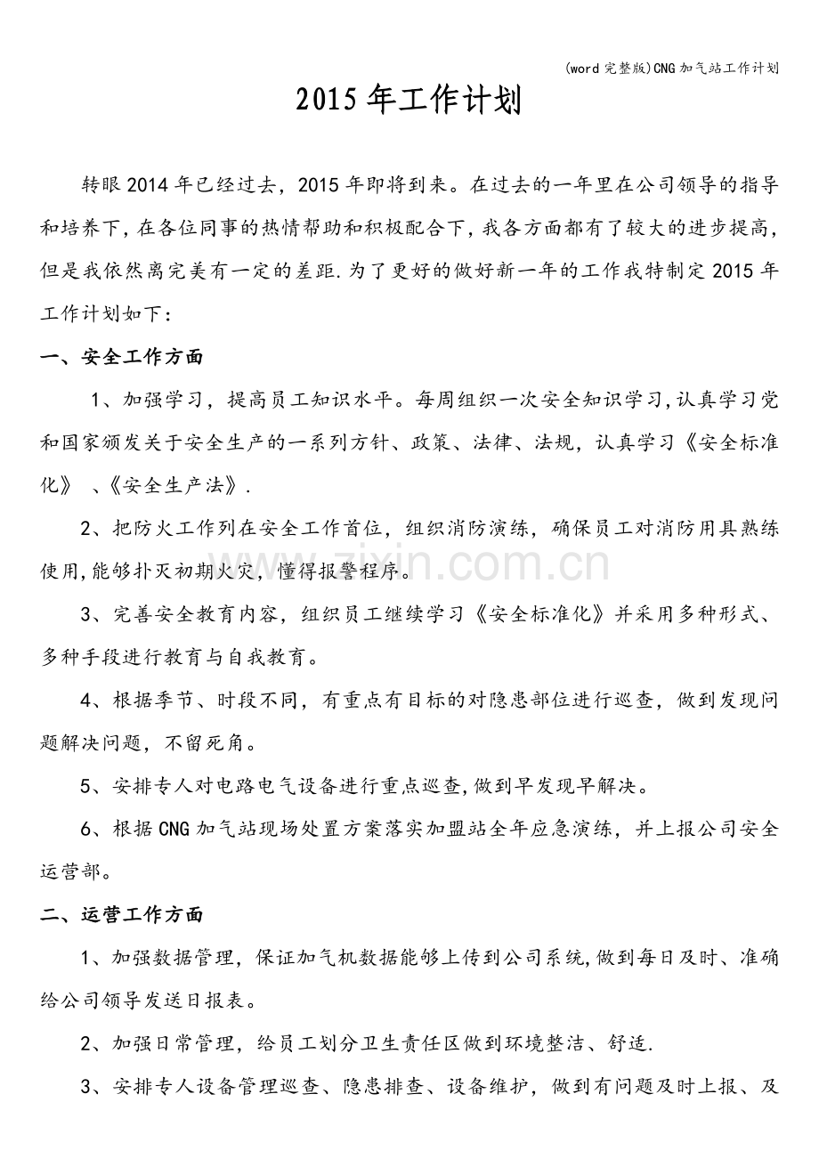 CNG加气站工作计划.doc_第1页