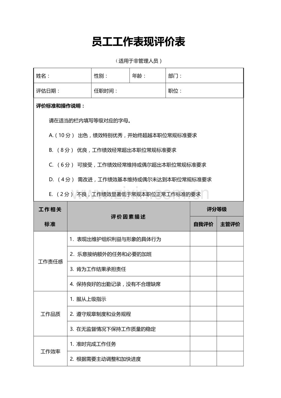 员工工作表现评价表.doc_第1页