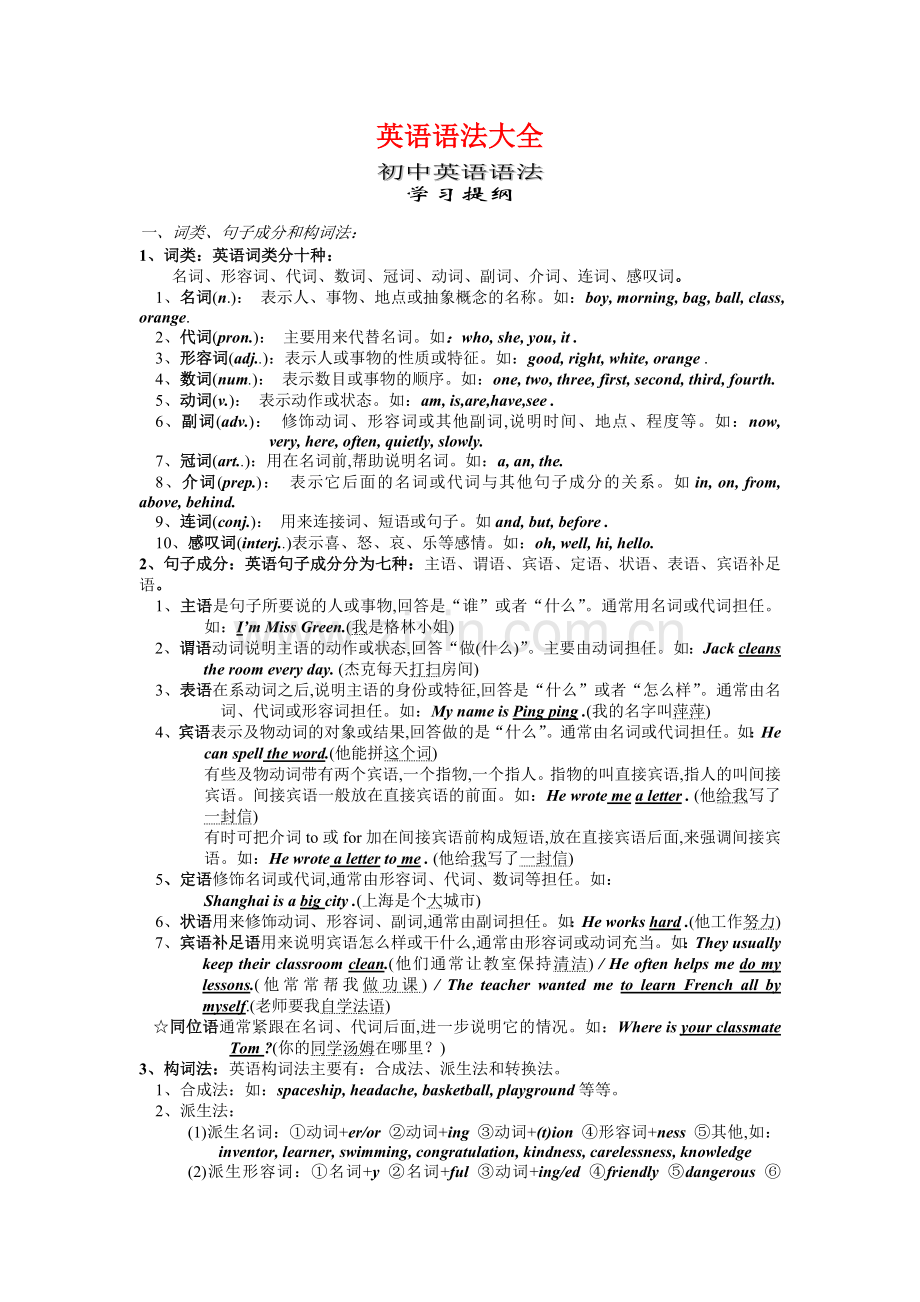 初中英语语法大全[知识点总结可打印].doc_第1页