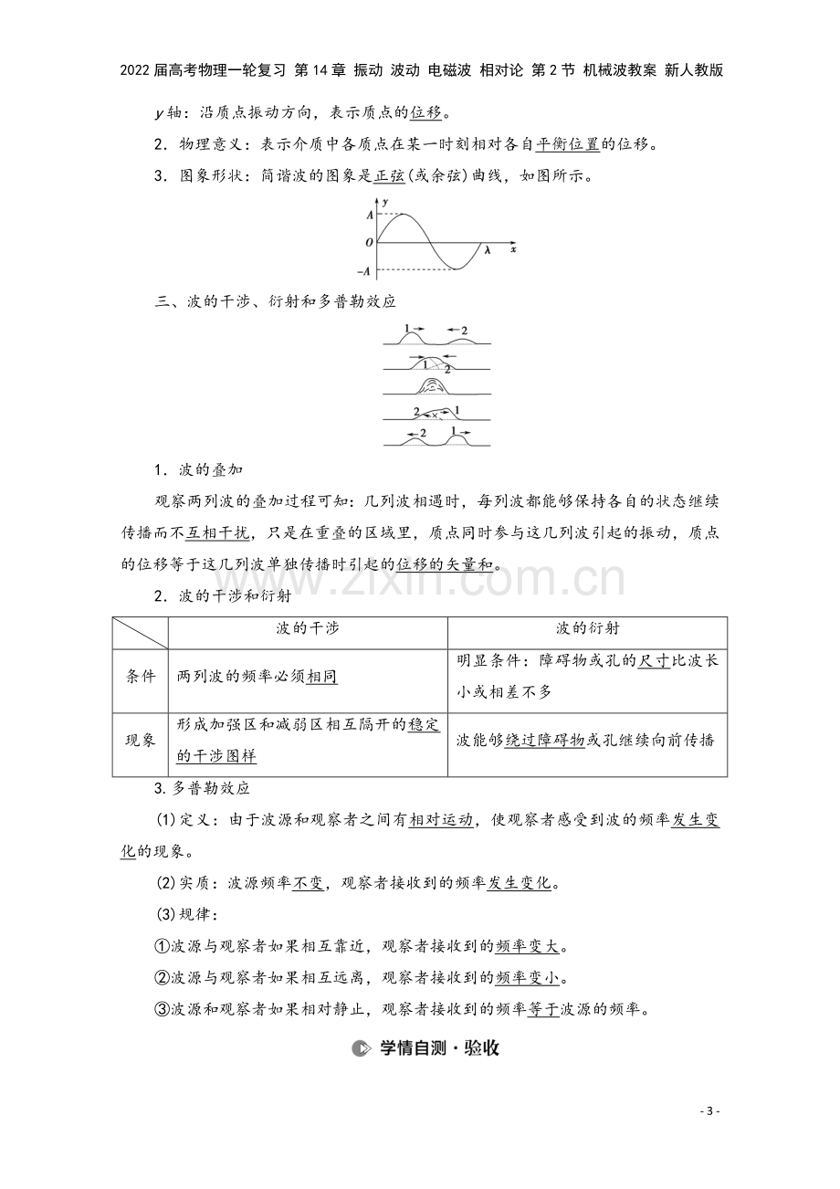 2022届高考物理一轮复习-第14章-振动-波动-电磁波-相对论-第2节-机械波教案-新人教版.doc_第3页