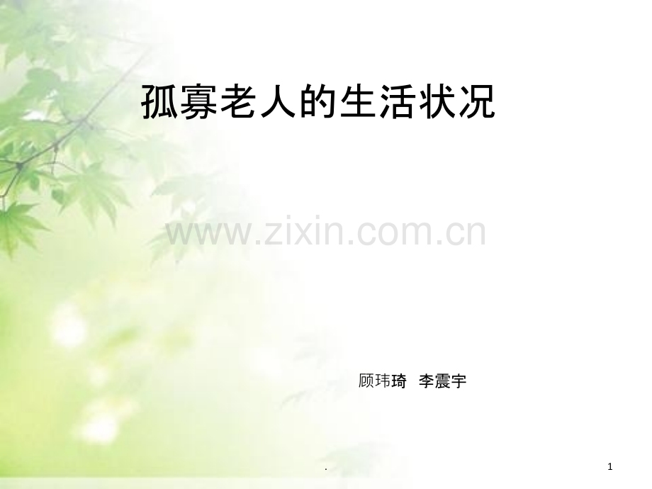 孤寡老人的生活状况.ppt_第1页