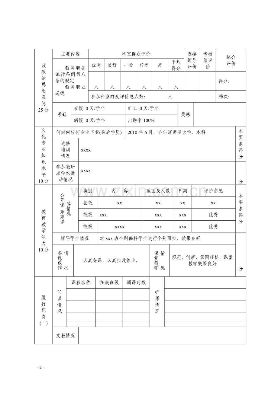 教师年度考核表.doc_第2页