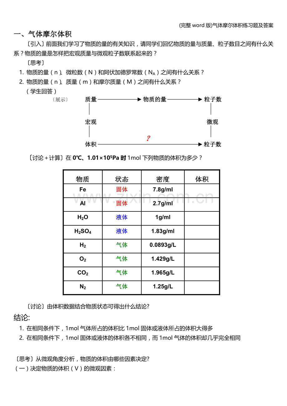 气体摩尔体积练习题及答案.doc_第1页