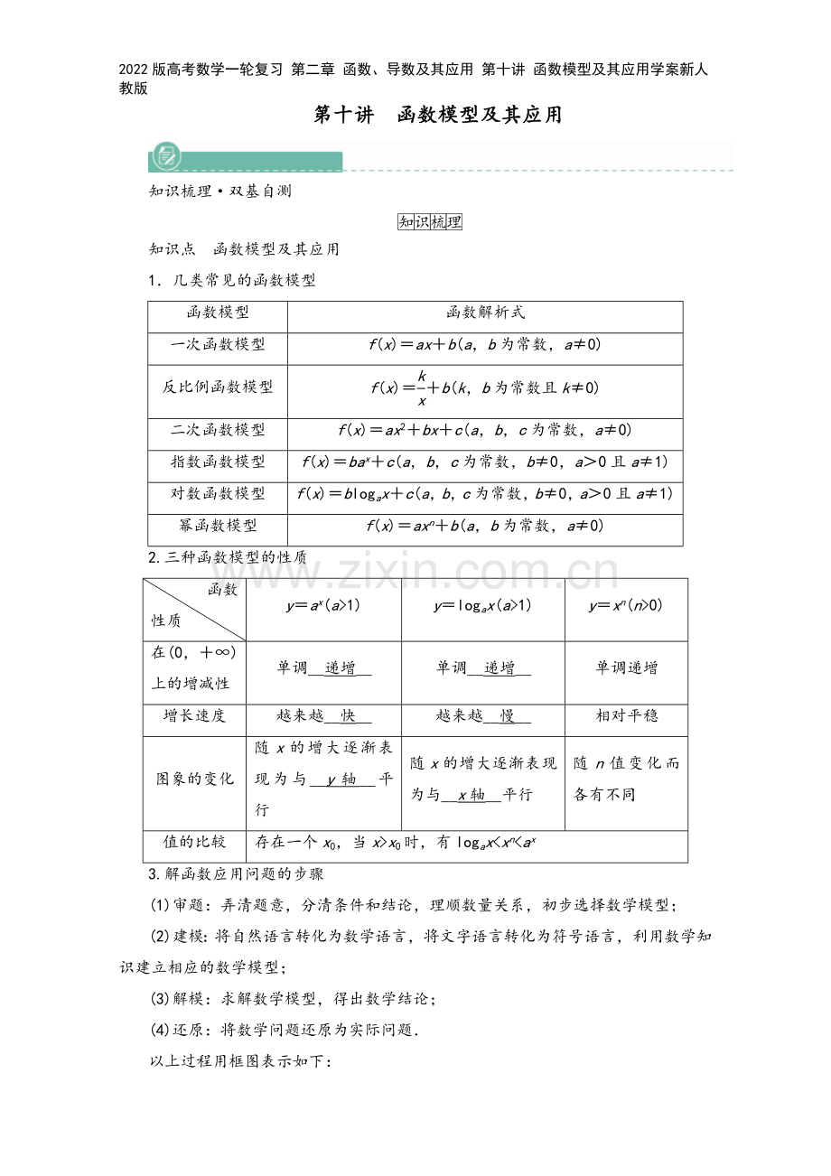 2022版高考数学一轮复习-第二章-函数、导数及其应用-第十讲-函数模型及其应用学案新人教版.doc_第2页