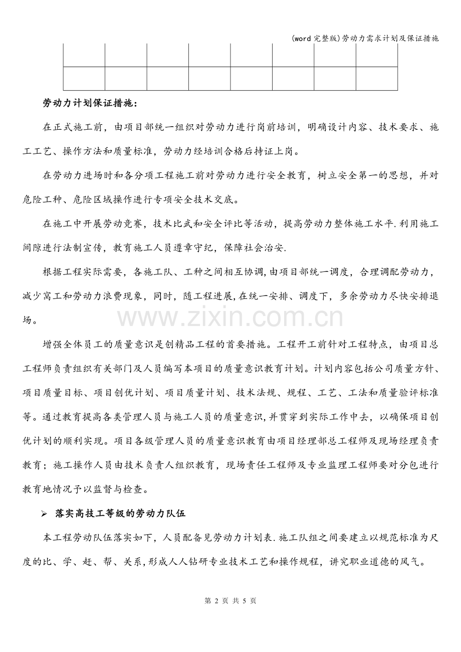 劳动力需求计划及保证措施.doc_第2页