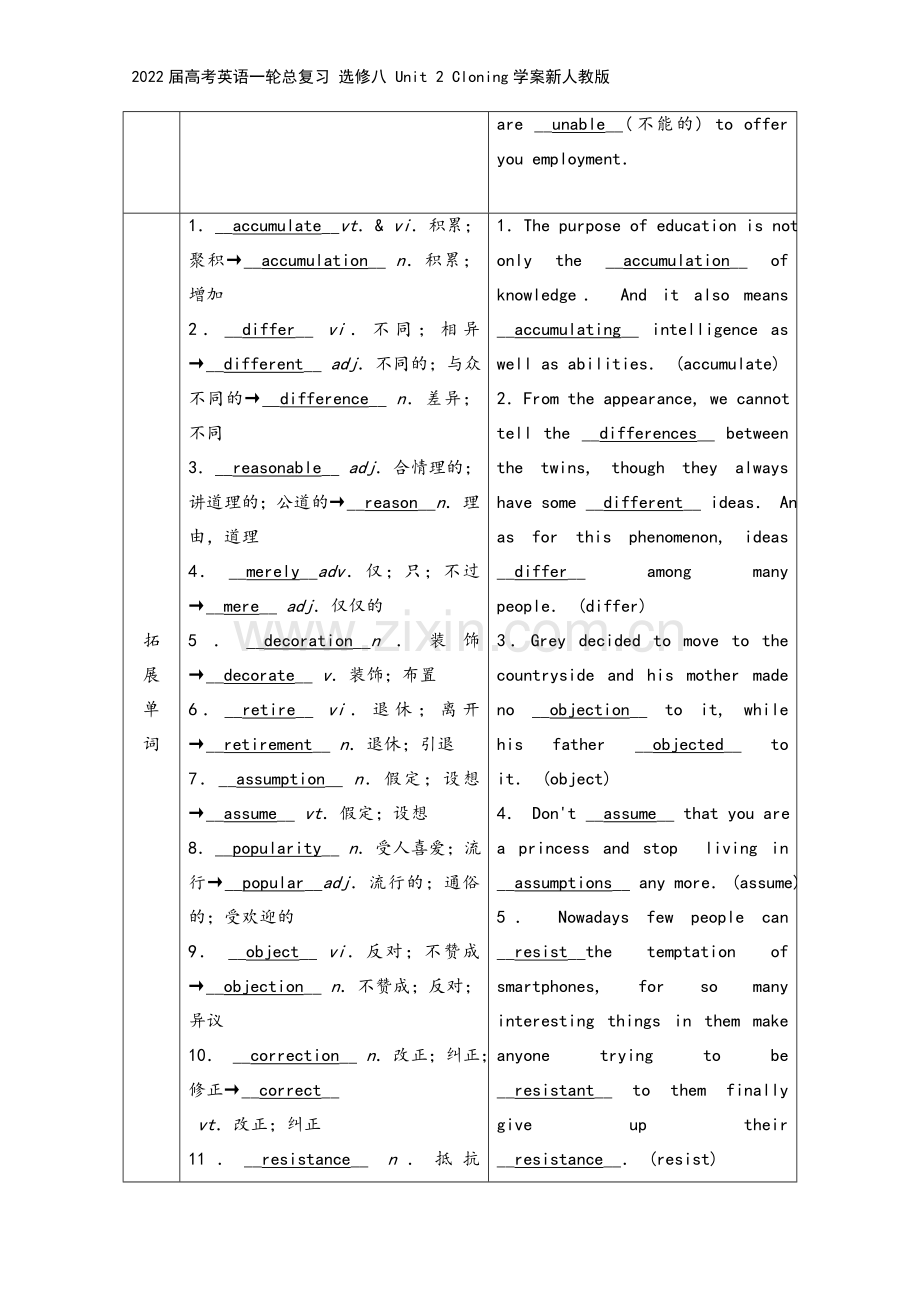 2022届高考英语一轮总复习-选修八-Unit-2-Cloning学案新人教版.doc_第3页