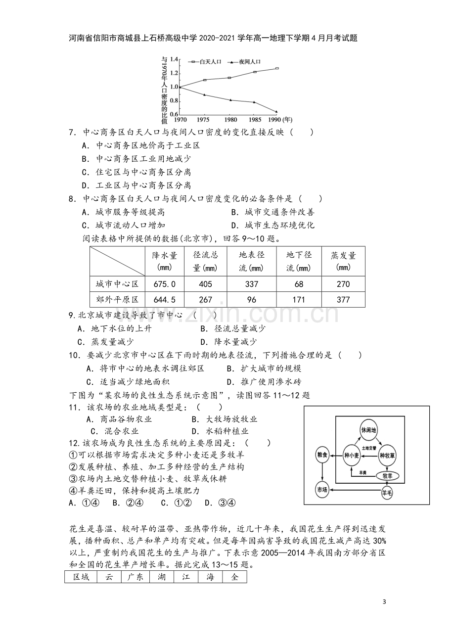 河南省信阳市商城县上石桥高级中学2020-2021学年高一地理下学期4月月考试题.doc_第3页